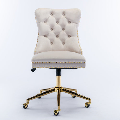 Velvet Fabric Tufted Button Computer Chair