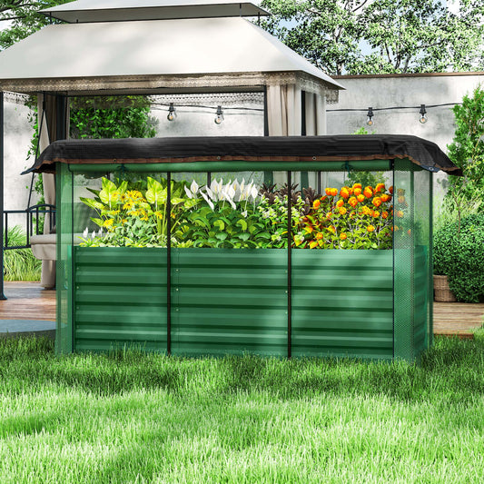 Galvanized Steel Planter Box with Crop Cage and Shade Cloth