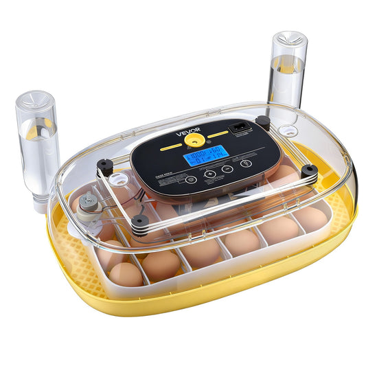 24 Egg Incubator, Automatic Egg Turner With LED Candler, Temperature & Humidity Control, 360° View Clear