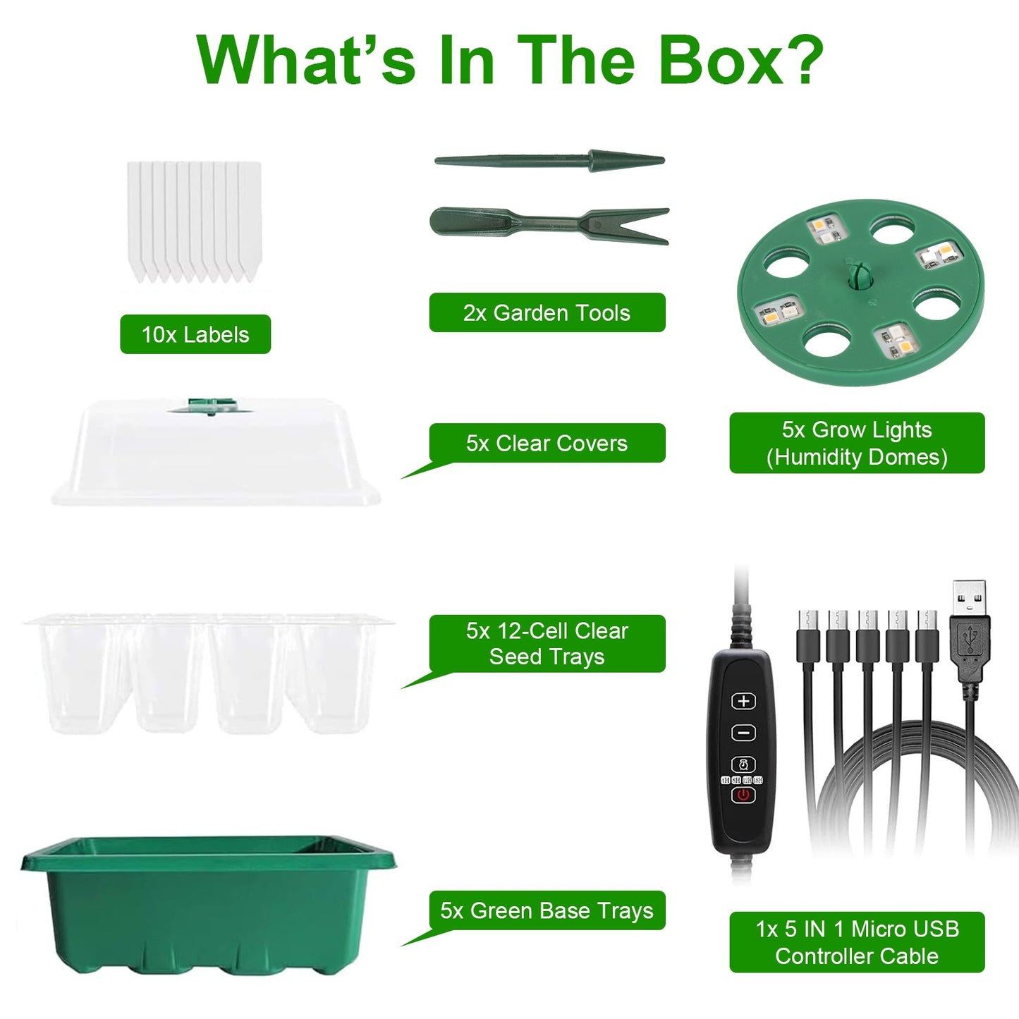 5Packs Seed Starter Tray With Grow Light