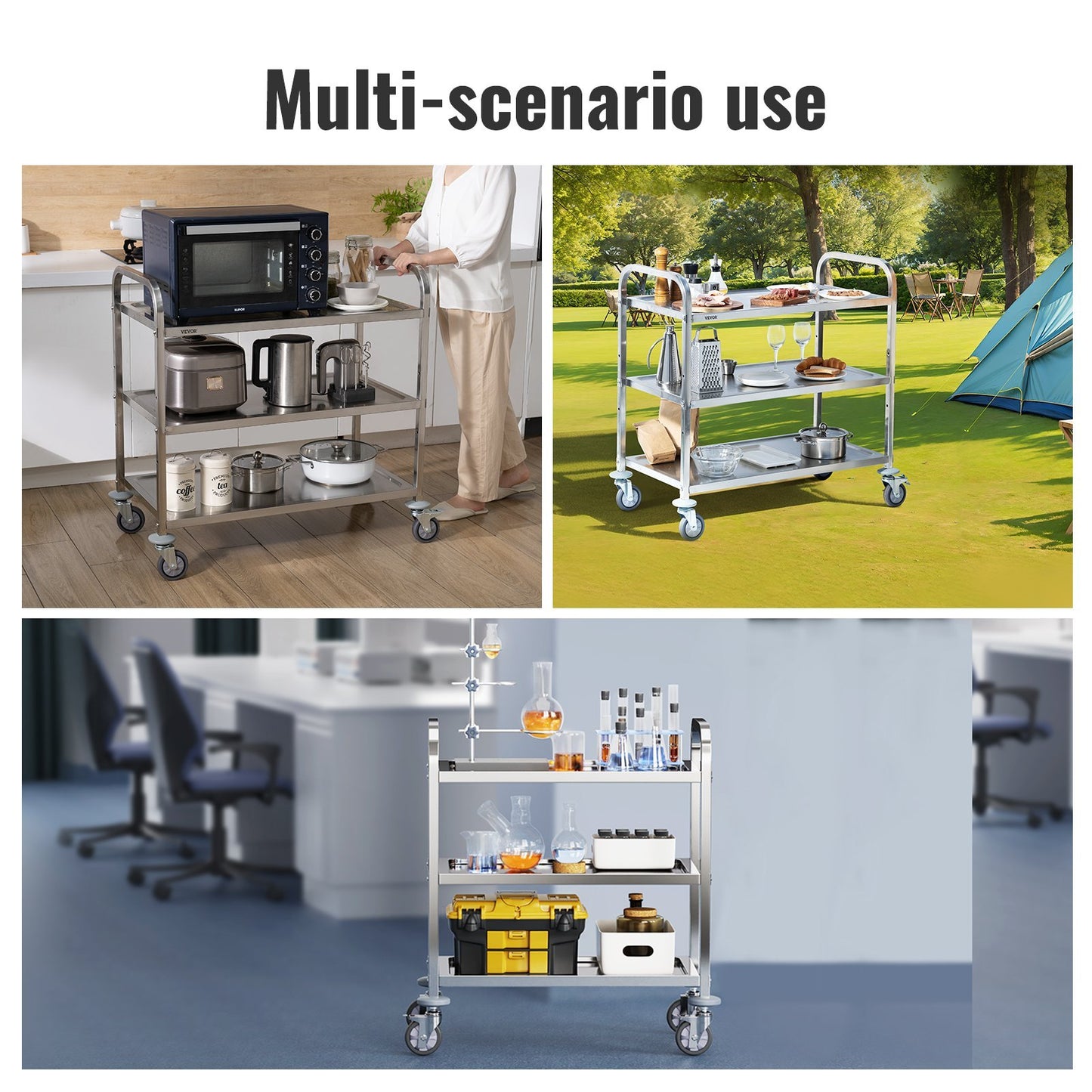 Stainless Steel Practical Laboratory Storage Cart