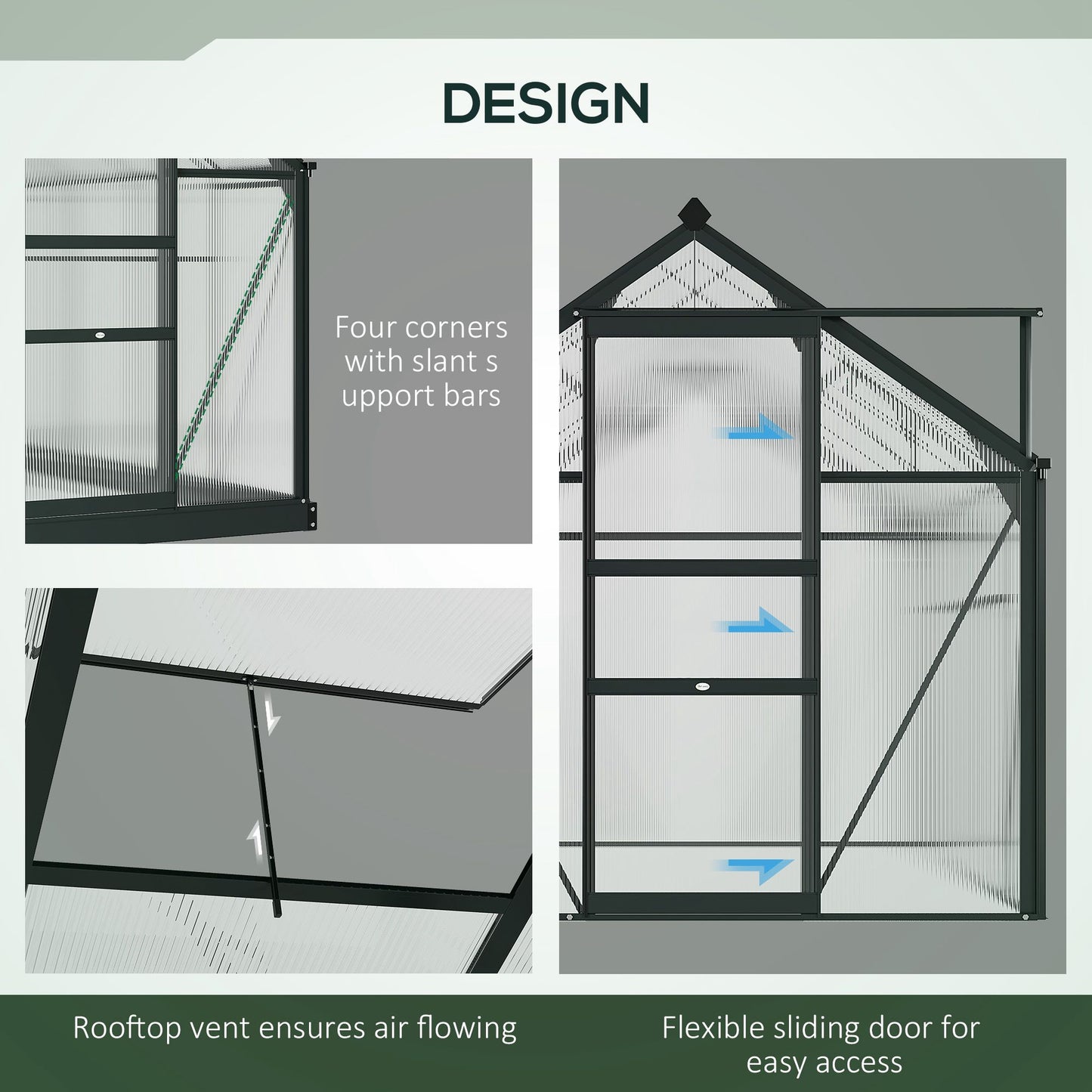 6.2' x 10.3' x 6.6' Outdoor Greenhouse with Walk-in Vent Door for Backyard Garden
