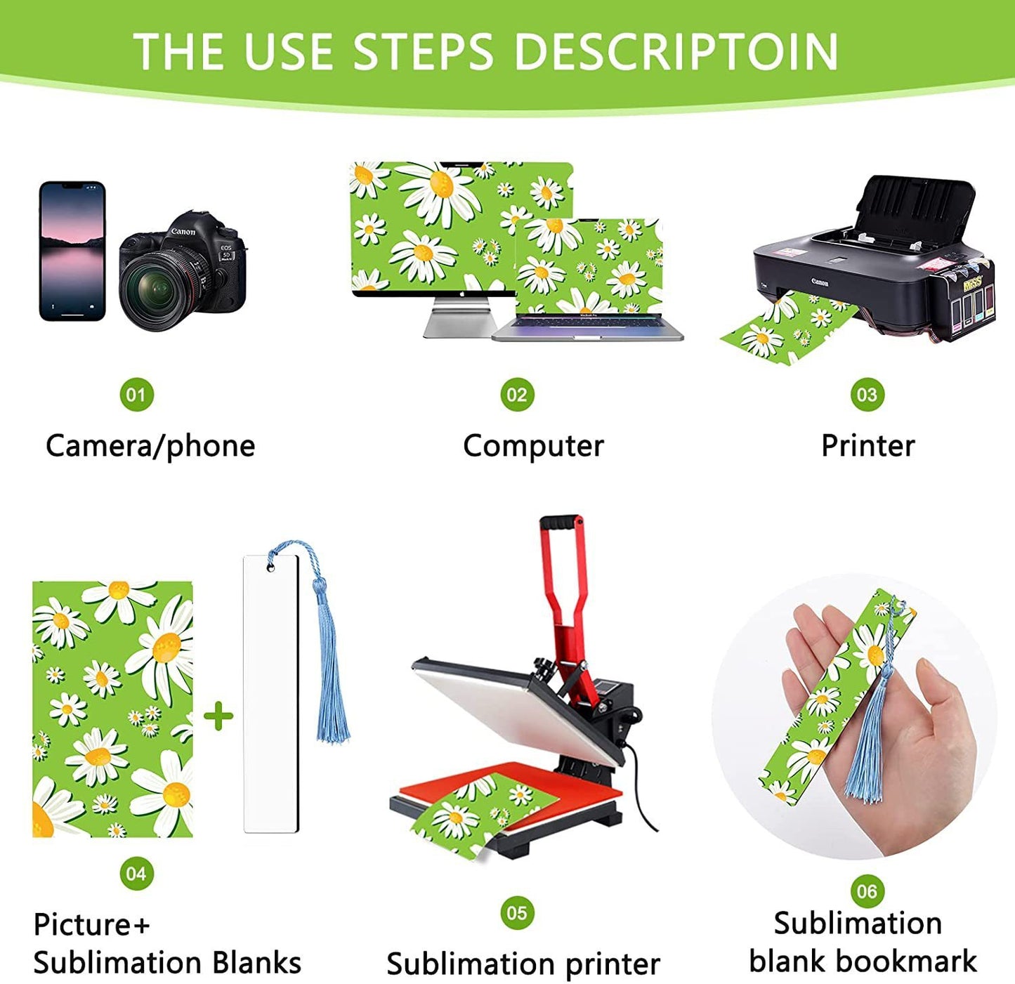 30pcs Dye Sublimation Blank Bookmark MDF With Color Tassel