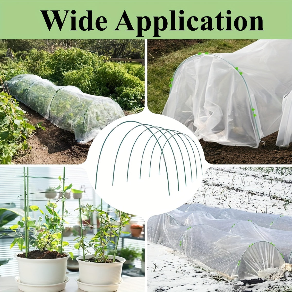 Garden Hoops Stainless Steel Fiberglass Support Hoop Frame Net Greenhouse Kit