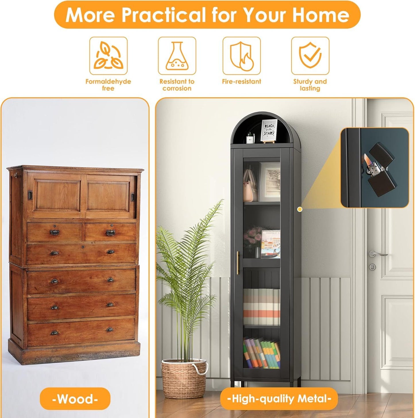 Tall Metal Arched Cabinet