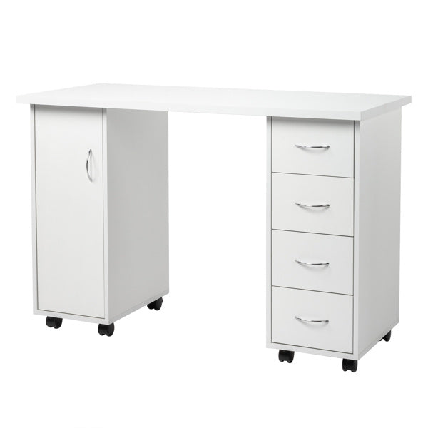 White One Door Four Drawers Computer Desk