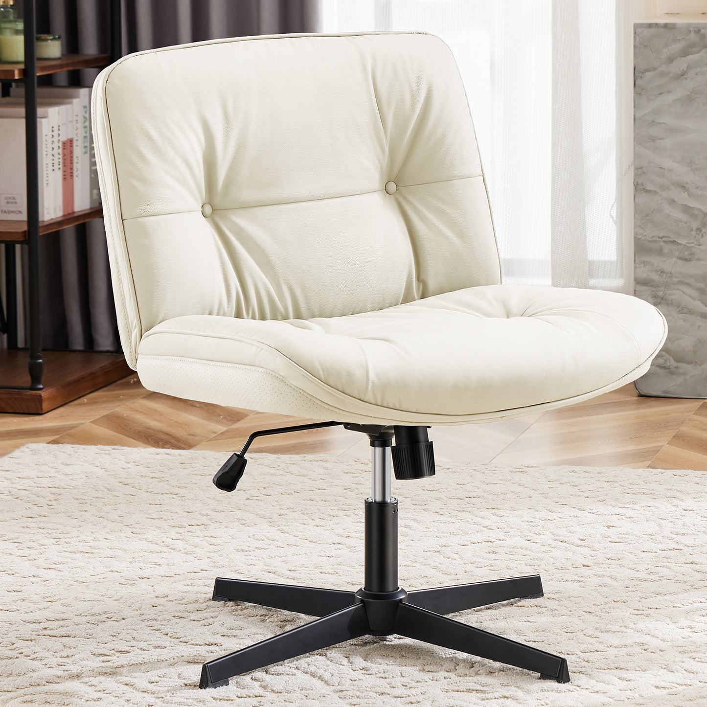 Armless Office Desk Wide Seat No Wheels
