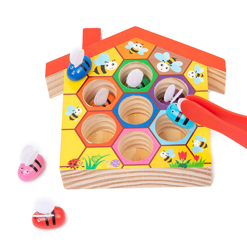 Wooden Children Montessori Education Clamp Toy Hive