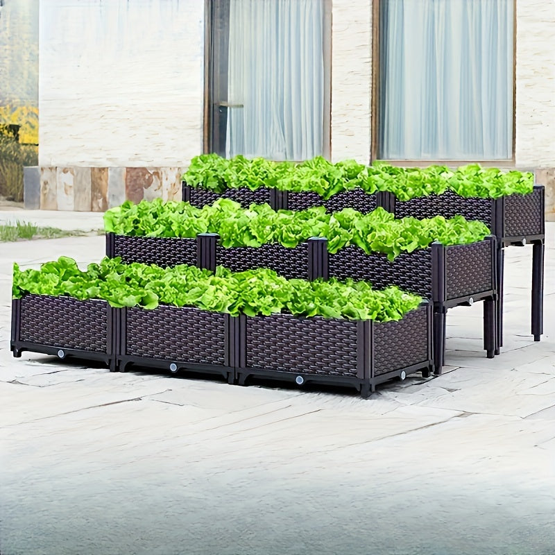 Extra-Large 16X16 Inch Rectangular Plastic Planter - Ideal For Vegetable Gardening
