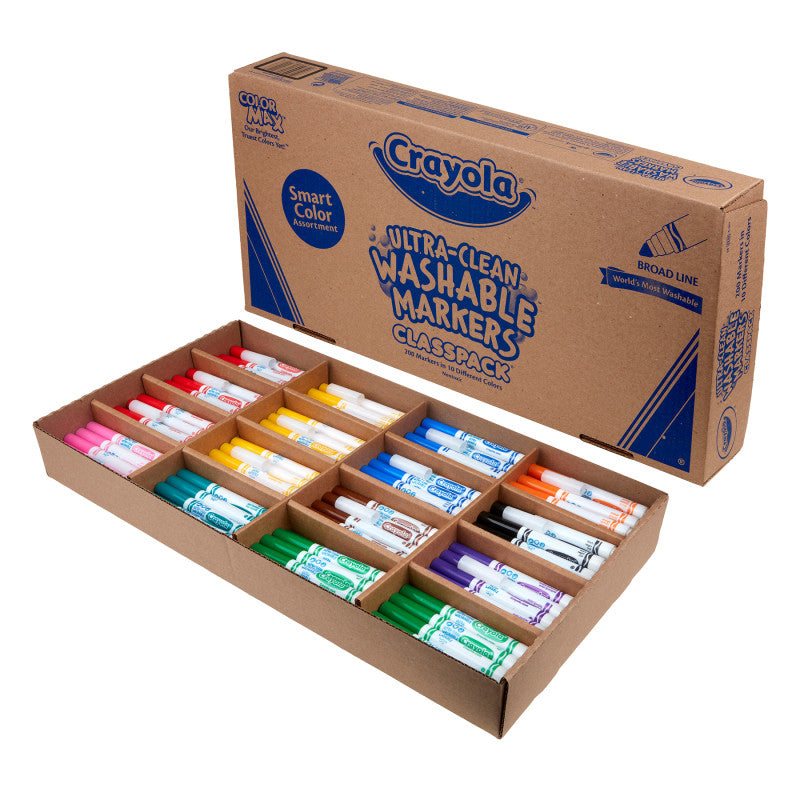 200 CT Crayola WASHABLE BROAD LINE MARKERS ULTRACLEAN