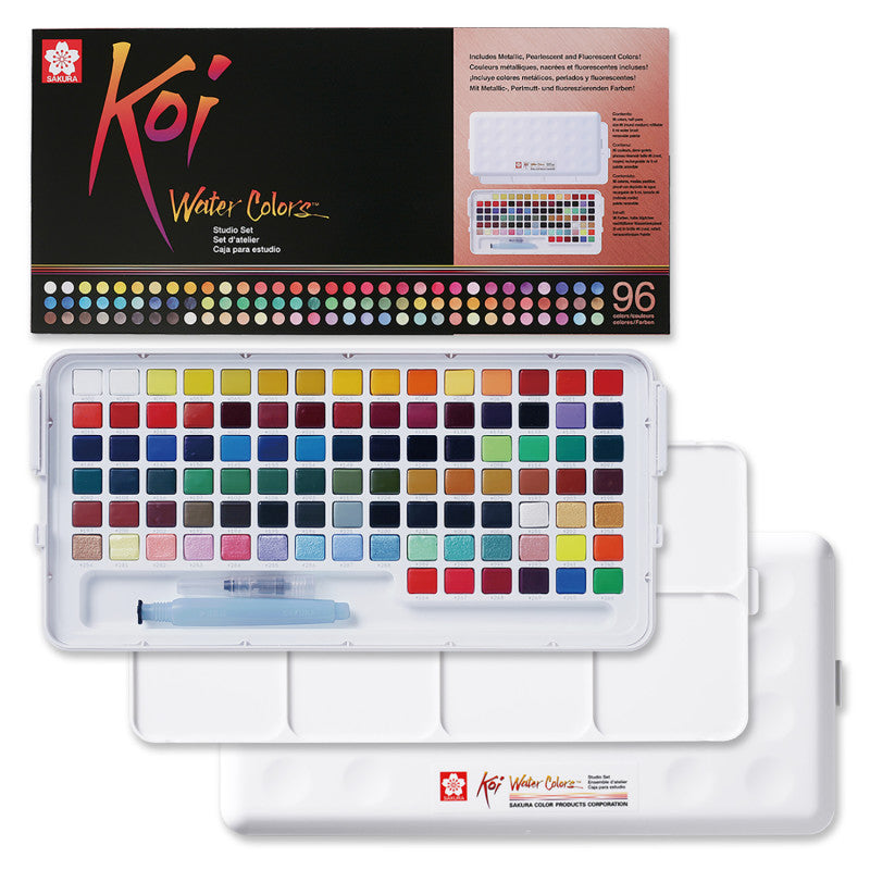 KOI WATERCOLOR W/BRUSH 96 COLORS STUDIO SKETCH BOX