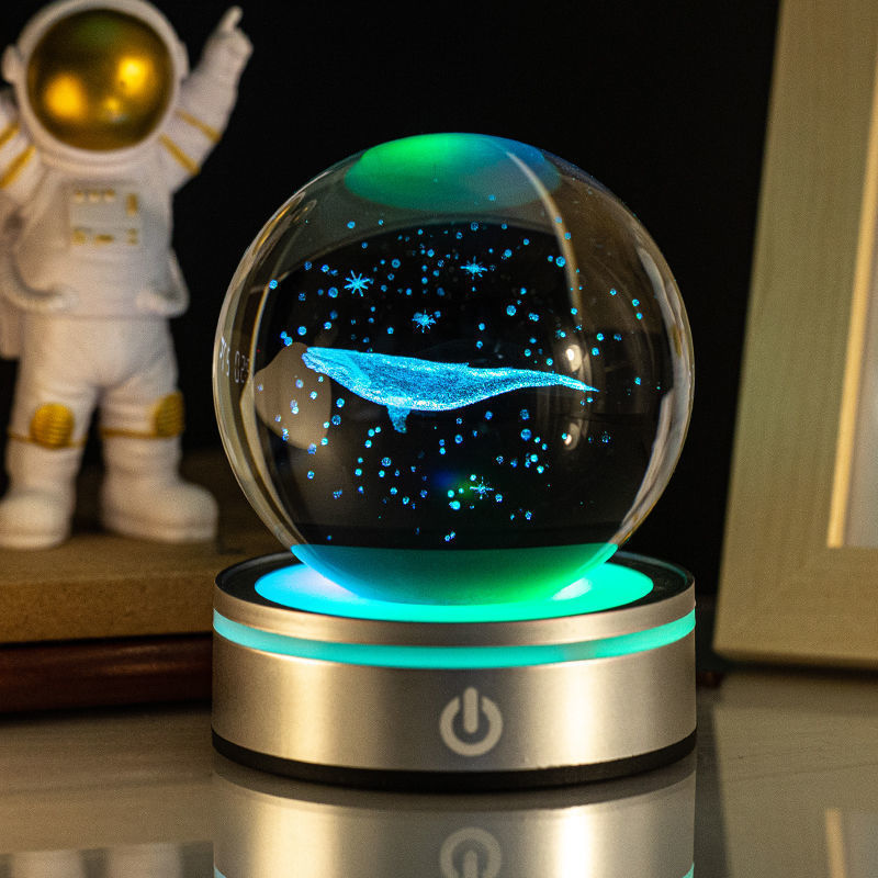 Creative 3D Inner Carving Luminous Crystal Ball Solar System Science Kit