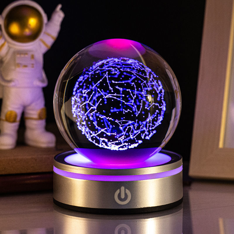Creative 3D Inner Carving Luminous Crystal Ball Solar System Science Kit