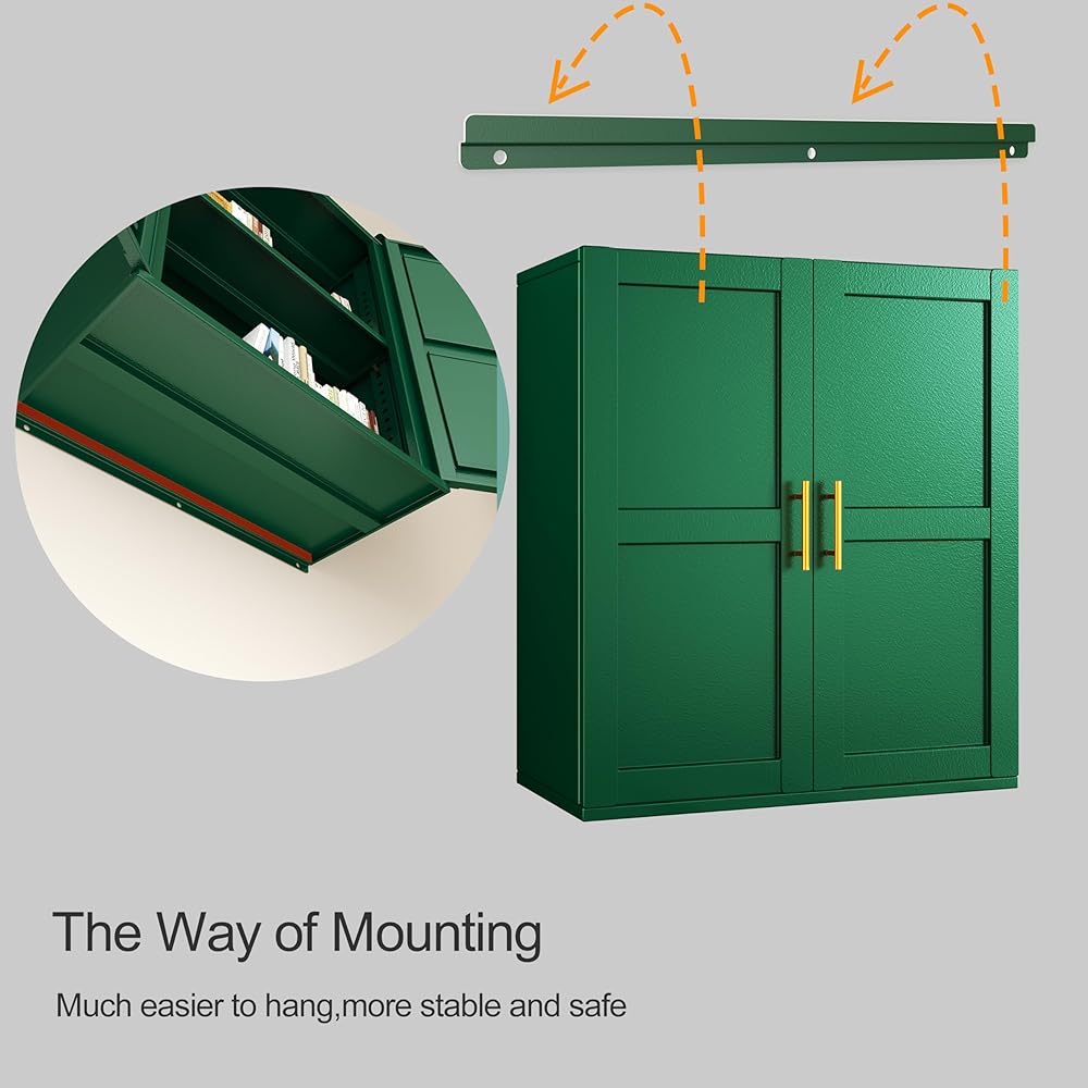 Metal Buffet Sideboard With Doors And Adjustable Shelves