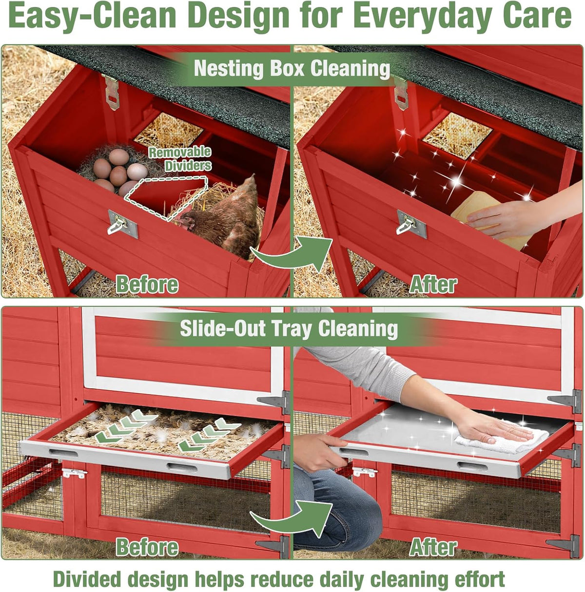 Mobile Chicken Coop with Wheels for 4-6 Chickens, Large Outdoor Hen House with Run, Weatherproof Asphalt Roof, Sanctionable Nesting Box & Pull-Out Tray, 6ft L x 2ft W x 3ft H - Red   Free K–12 Curriculum PDF Digital Download Included