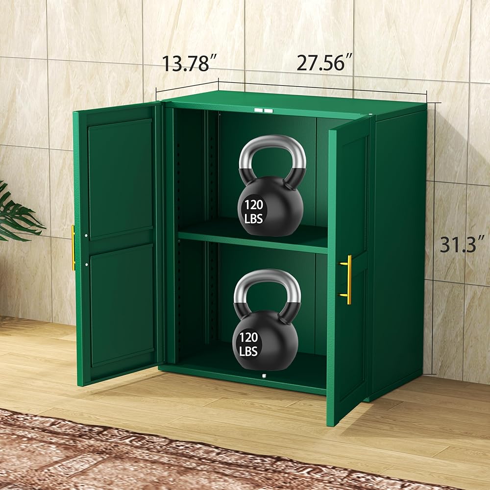 Metal Buffet Sideboard With Doors And Adjustable Shelves