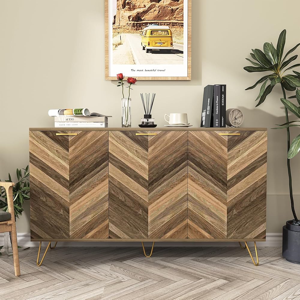 Sideboard Buffet Cabinet,Modern Storage Cabinet With 3 Door