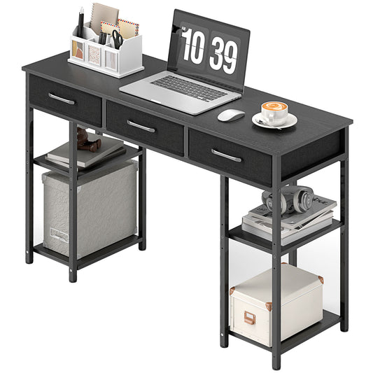 Desk With Adjustable Shelves, Black