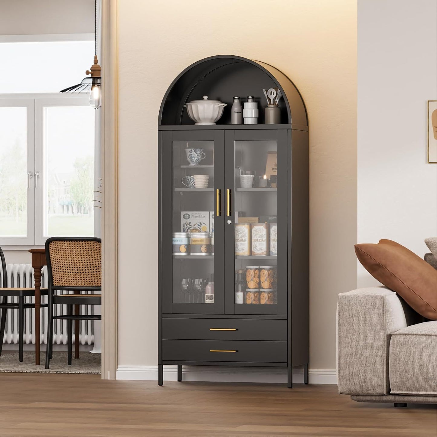 Tall Metal Arched Cabinet