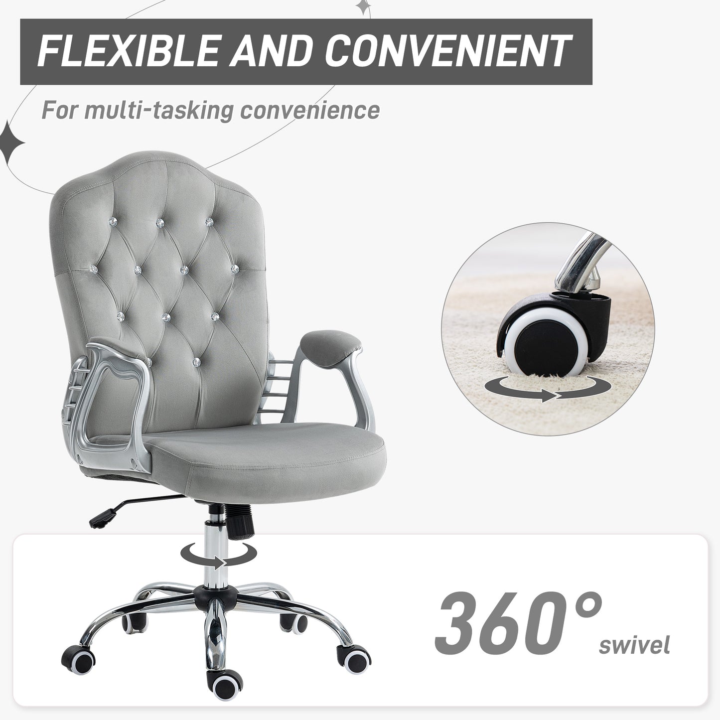 Velvet Office Chair Desk Chair with 360 Degree Swivel