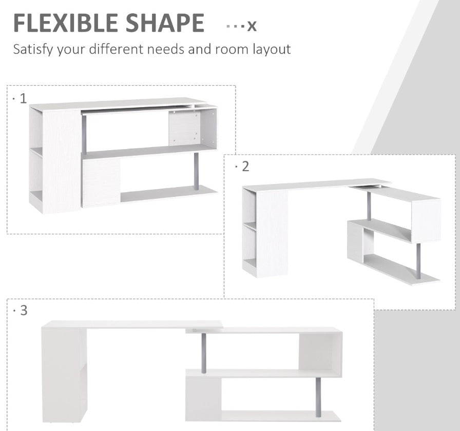 White Corner Computer Workstation with storage