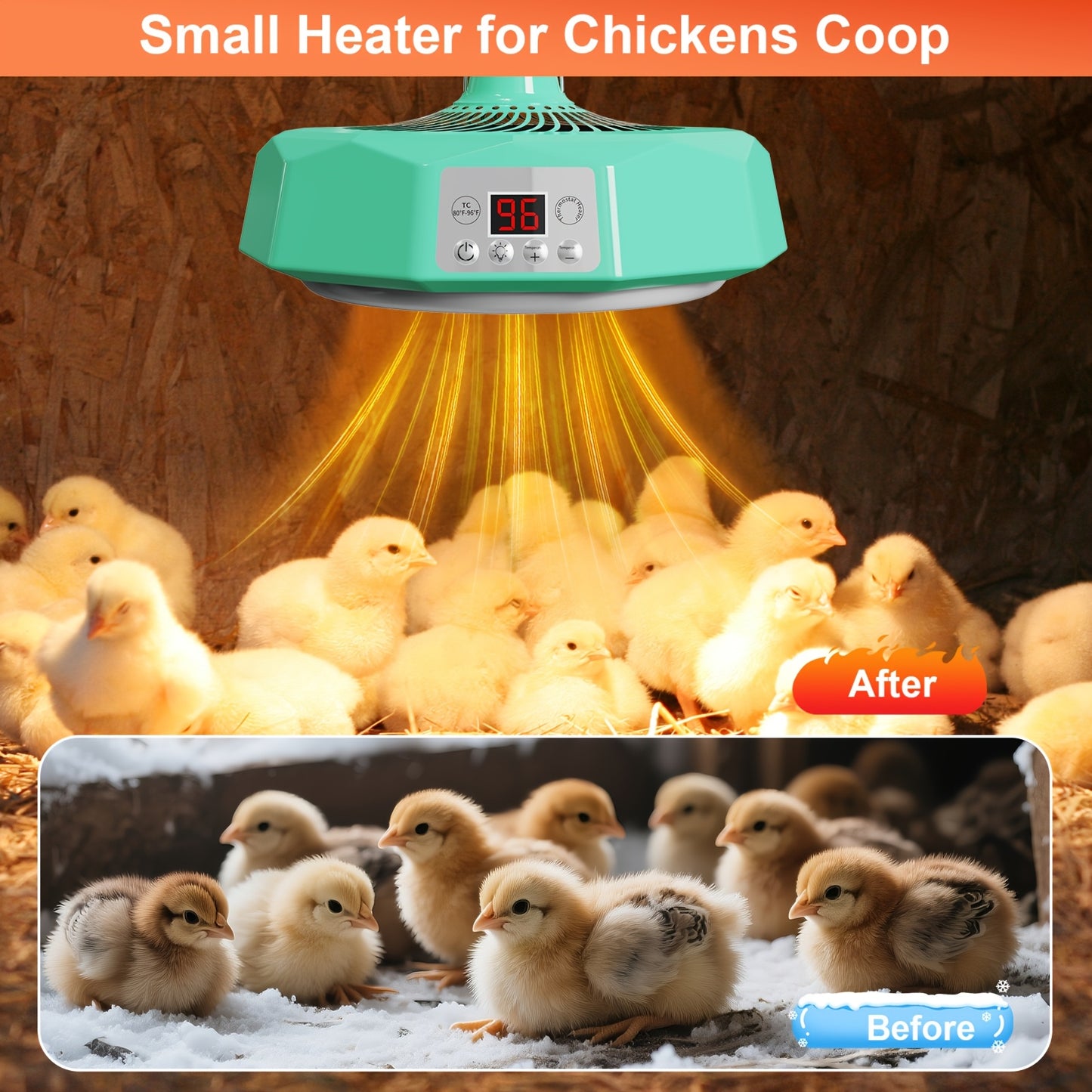 Chick Brooder Heater with Digital Display And Remote Control Chicken Coop Heater