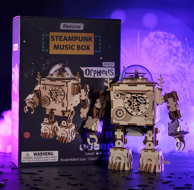 STEM Wooden Robot Music Box Puzzle Kit
