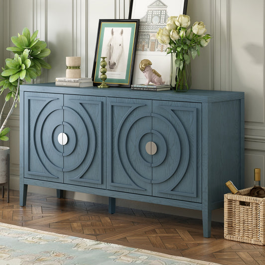 Retro Sideboard With Circular Groove & Round Metal Handle