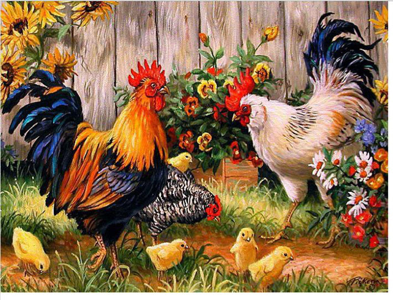 Chickens Garden Diamond Painting