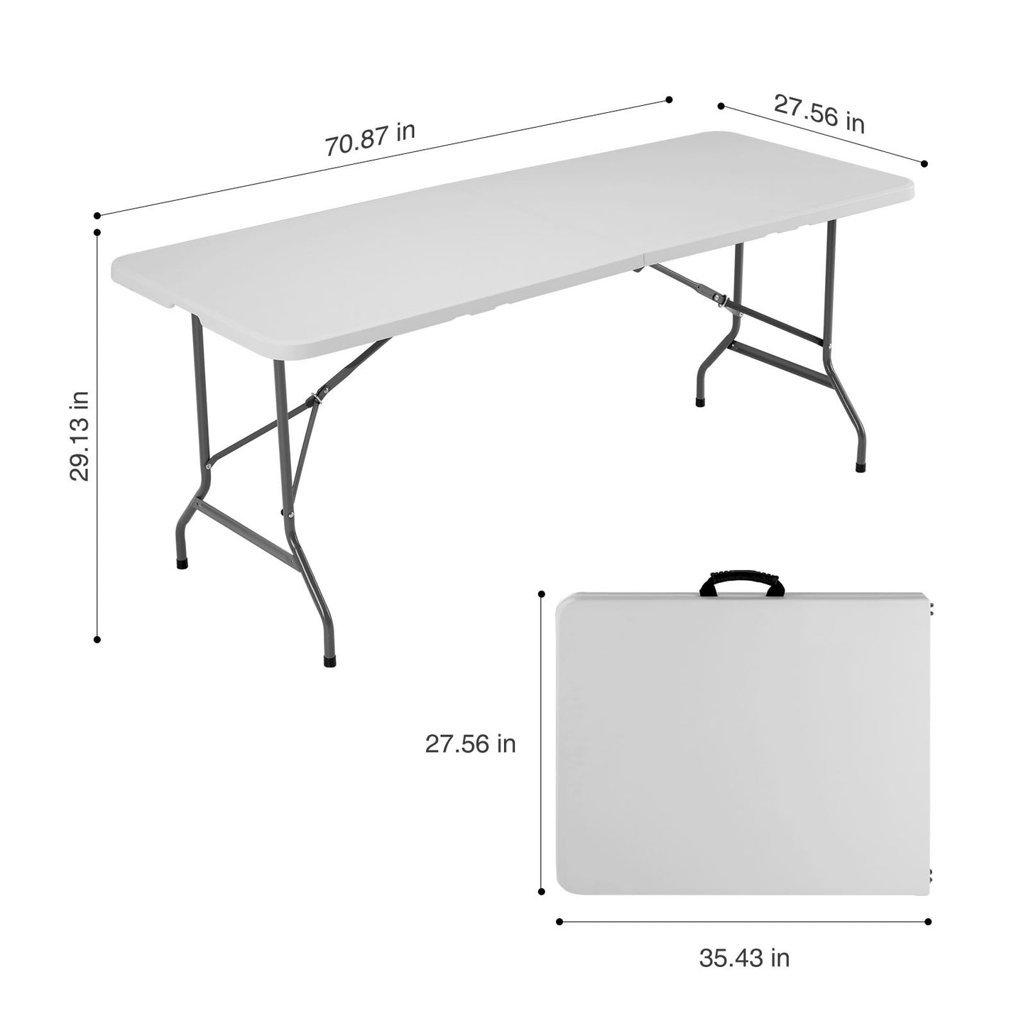 Folding Table Outdoor Indoor Heavy Duty Portable Table With Carrying Handle