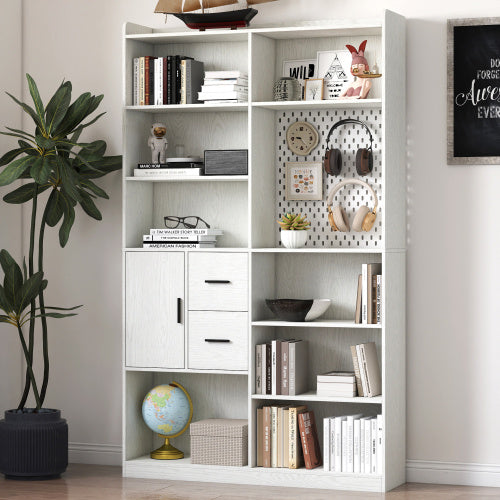Bookshelf And Bookcase With Pegboard And Drawer