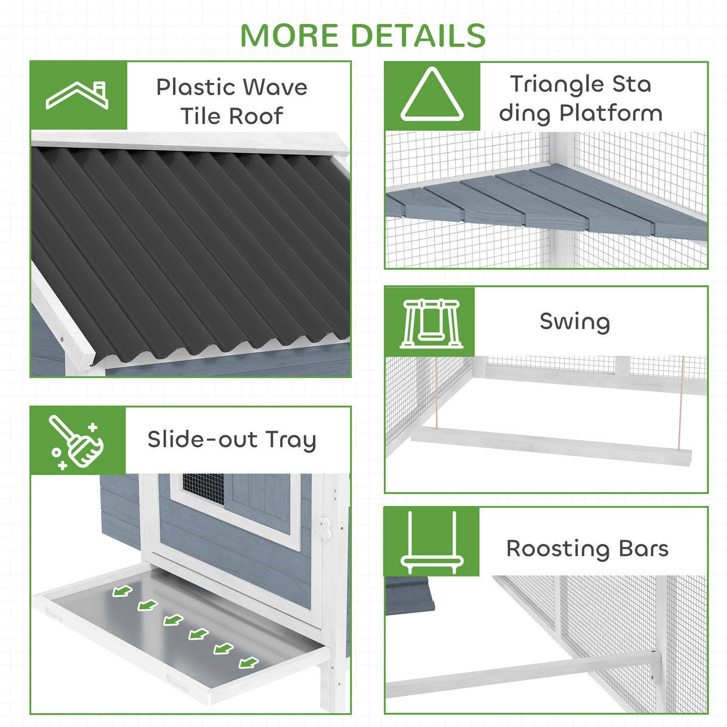 156" Extra Large Wooden Chicken Coop with 2 Nesting Box, Run Cage, Waterproof Wave Roof, for 10-15 Chickens