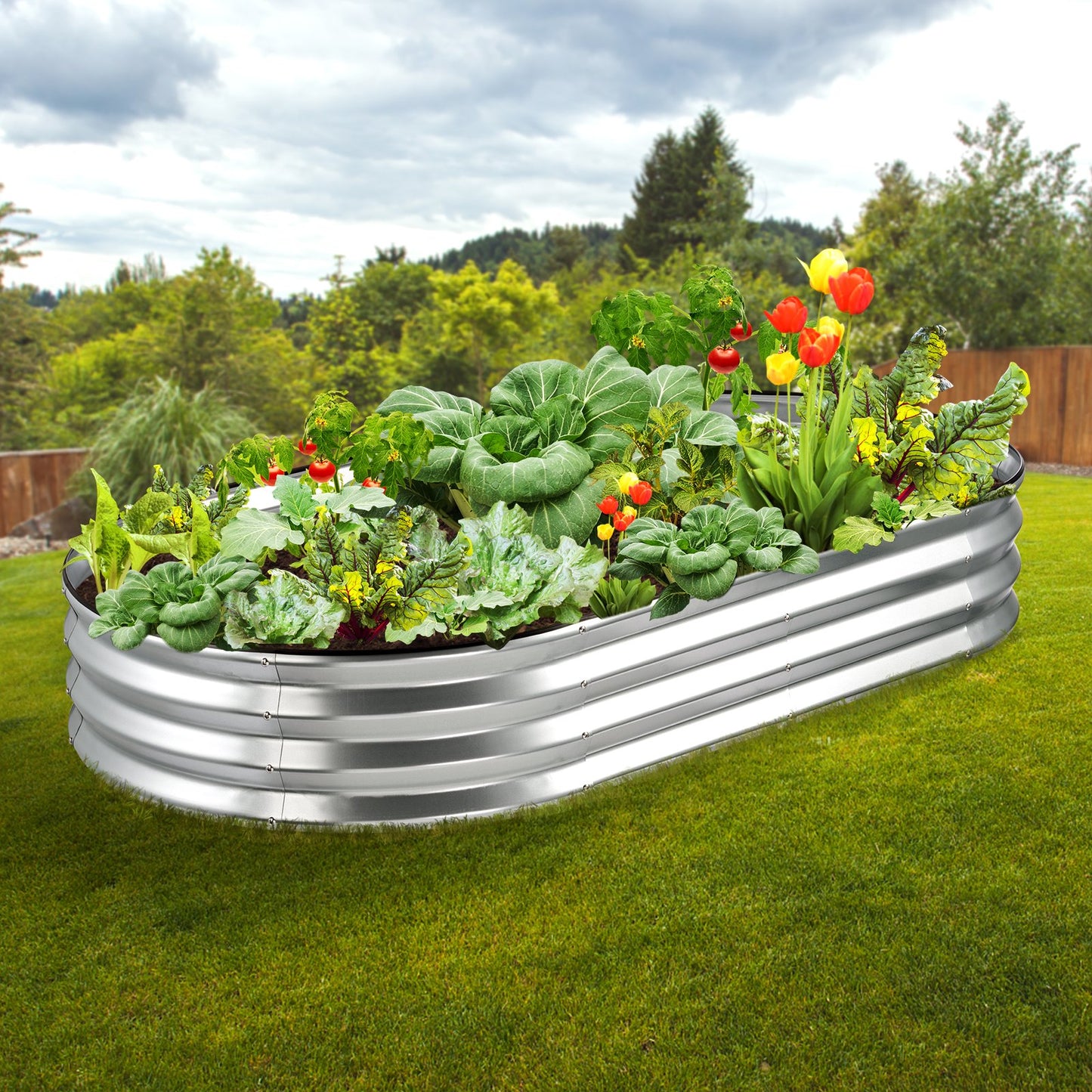 Raised Garden Bed, 70.9x35.4x11 Inch Galvanized Metal Planter Box,