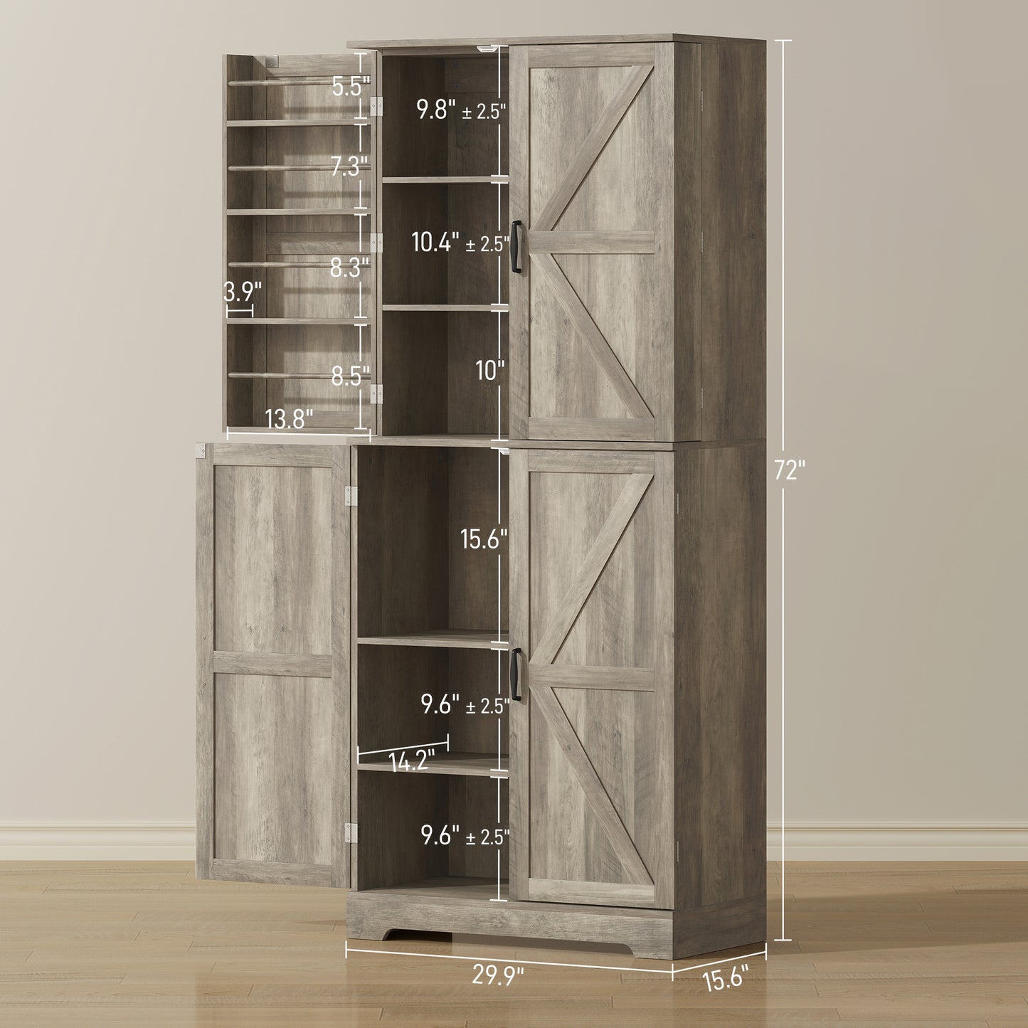 Farmhouse Cabinet With 4 Barn Doors