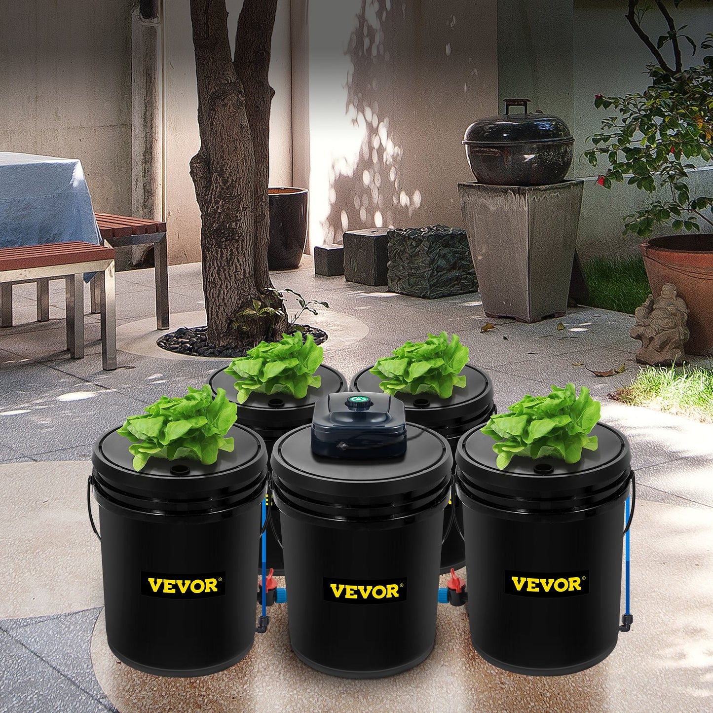 Hydroponic System, 5 Gallon 5 Buckets, Deep Water Culture Garden Growing Bucket, Hydroponics Grow Kit With Pump,