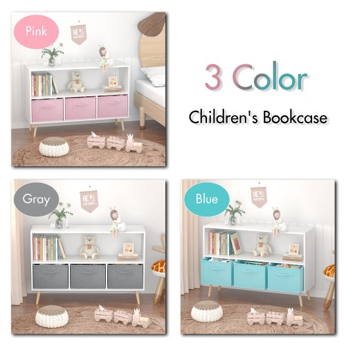 Children's Bookshelf With Foldable Fabric Drawers