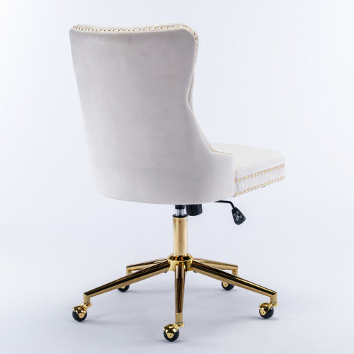 Velvet Fabric Tufted Button Computer Chair
