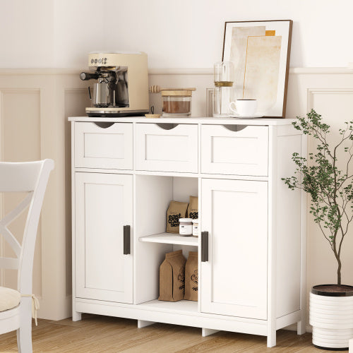 Wooden Floor Cabinet,with Drawers And Shelves Storage