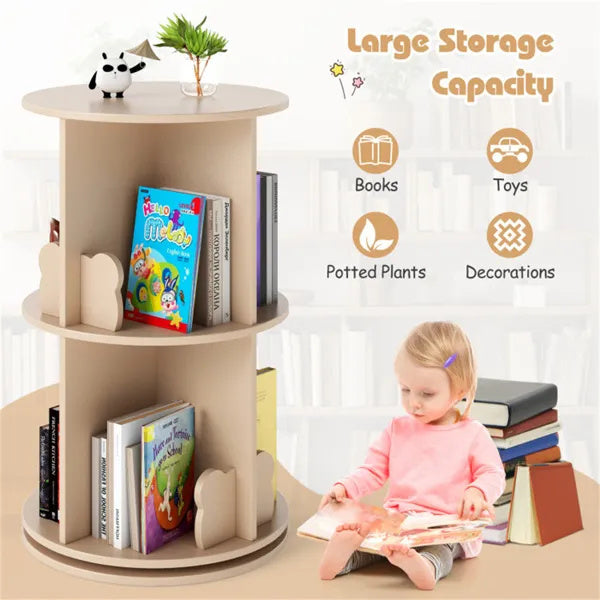 2-Tier Kids Rotating Bookshelf