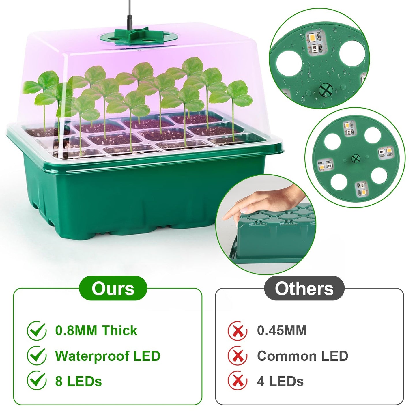 5Packs Seed Starter Tray With Grow Light