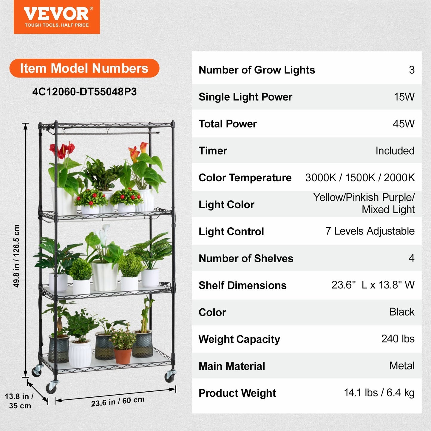 Plant Stand With Grow Light,