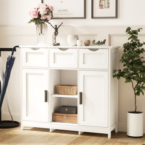 Wooden Floor Cabinet,with Drawers And Shelves Storage