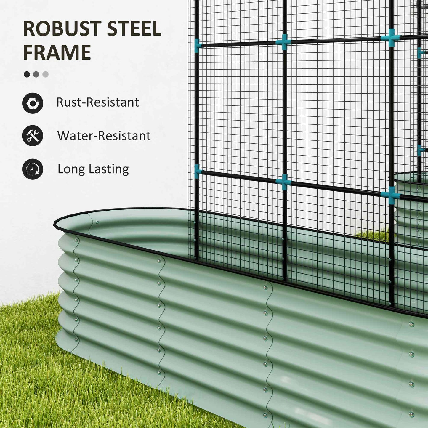 Raised Garden Beds Set with Arch Trellis