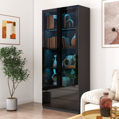 Storage Cabinet With Glass Doors