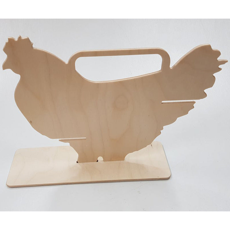 12 Cells Chicken Shape Egg Shelf Portable Wooden Case