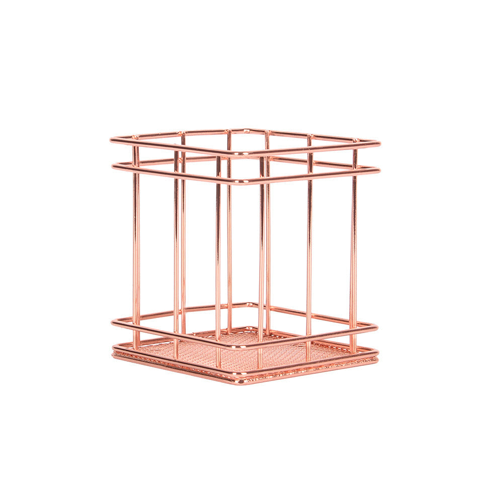 rose gold square round pen holder sundry desktop