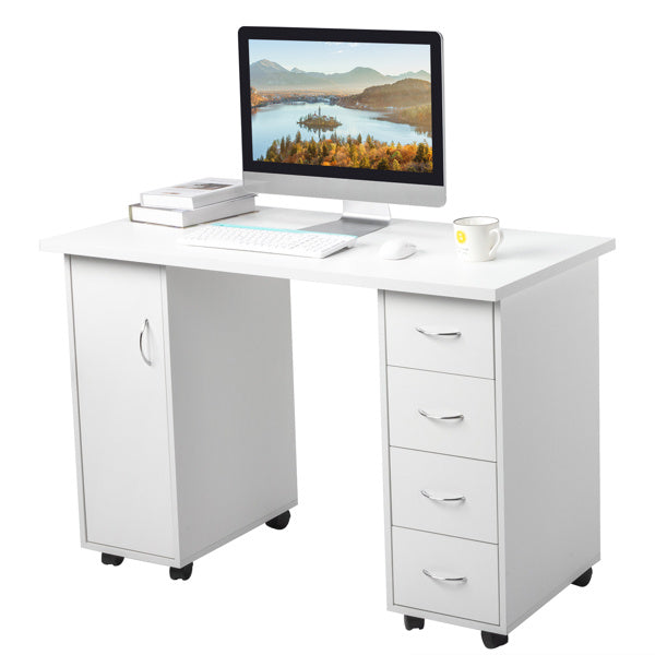 White One Door Four Drawers Computer Desk