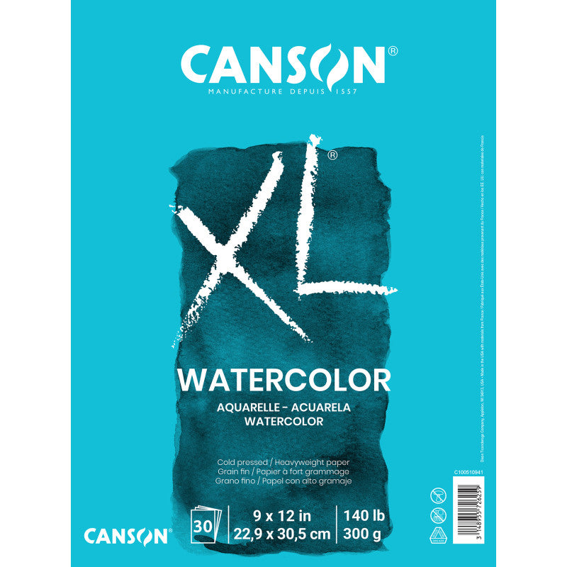 XL WATERCOLOR PAD FOLD 9X12IN HEAVYWEIGHT 30 SHEETS