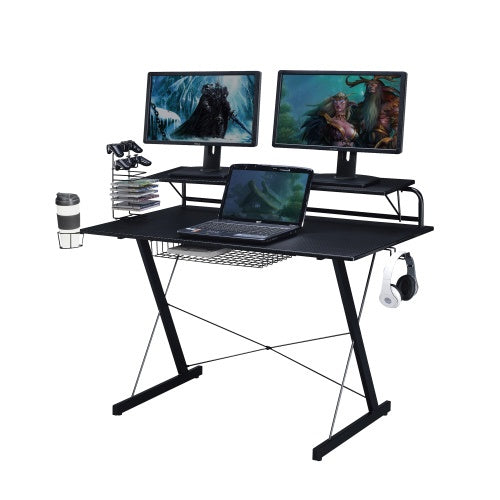 Carbon Computer Gaming Desk With Shelving