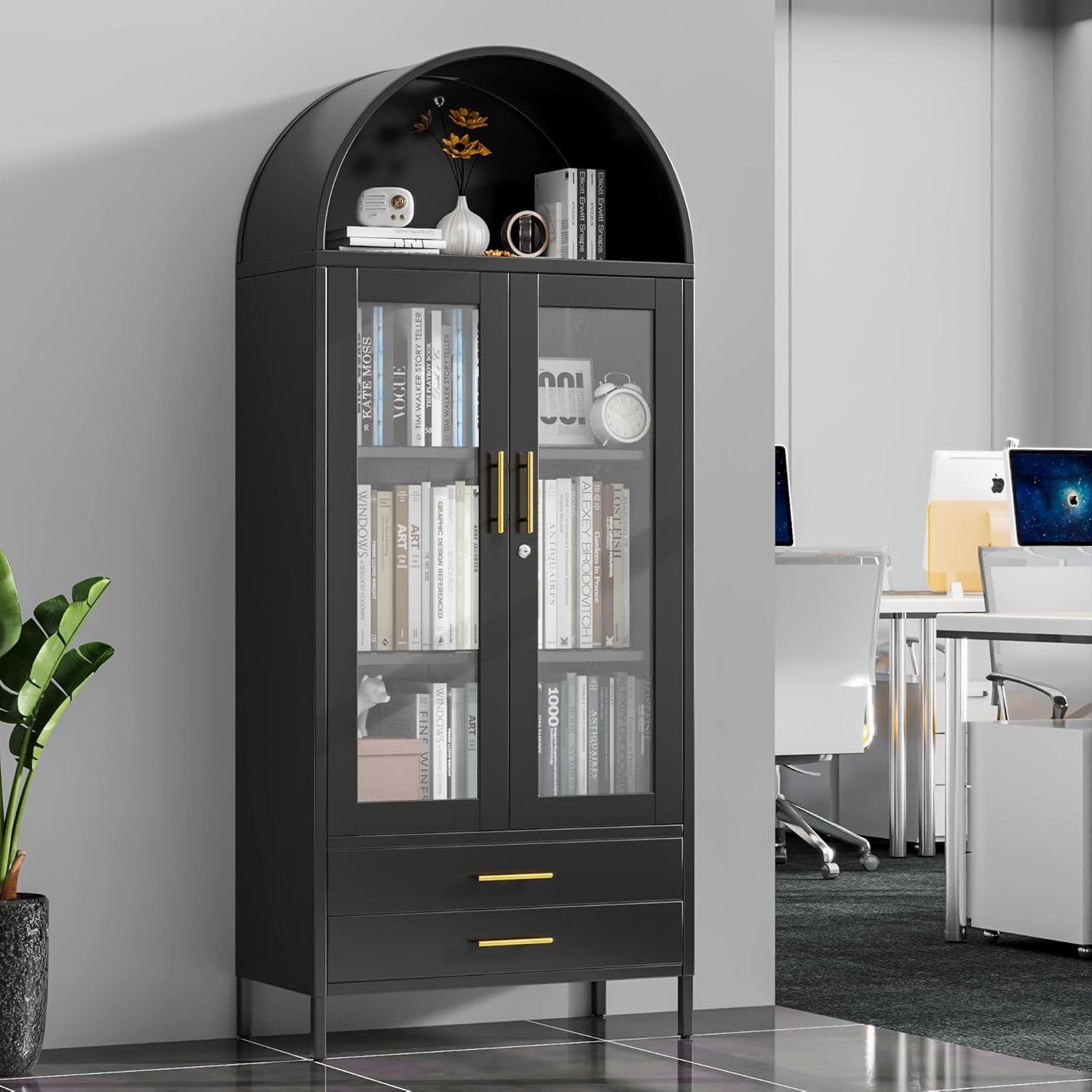 Tall Metal Arched Cabinet